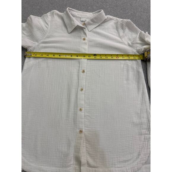 White J Jill Soft Gauze Cotton Button Up - size Petite Small - Picture 5 of 9